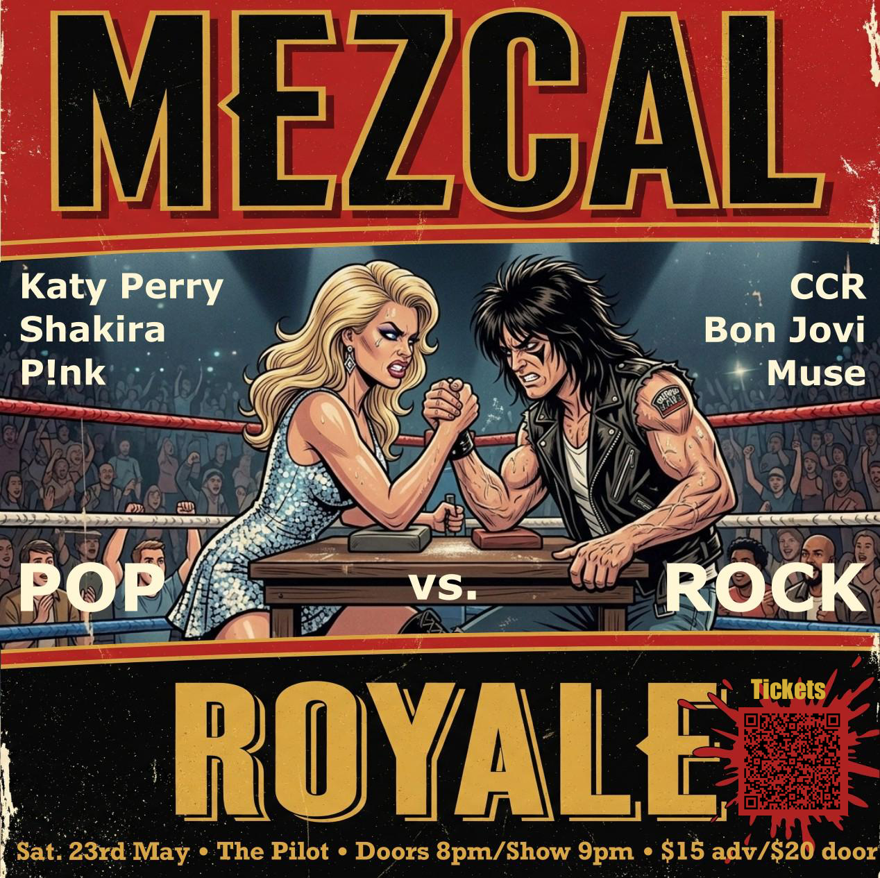 Mezcal Royale — Pop vs. Rock show poster, Saturday May 23rd at The Pilot Toronto